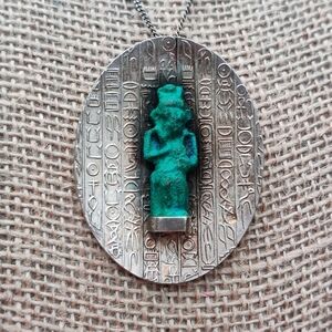 Egyptian Revival Pin/Brooch Necklace Sterling Silver Vintage